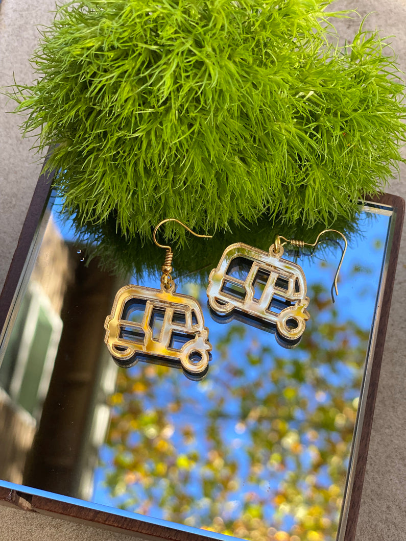 Rickshaw Earrings In Gold Mirror Acrylic